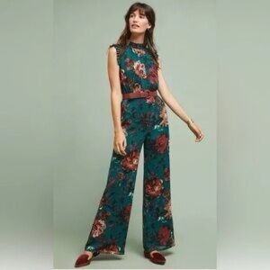 ALI & JAY Anthropologie Floral Green Jumpsuit